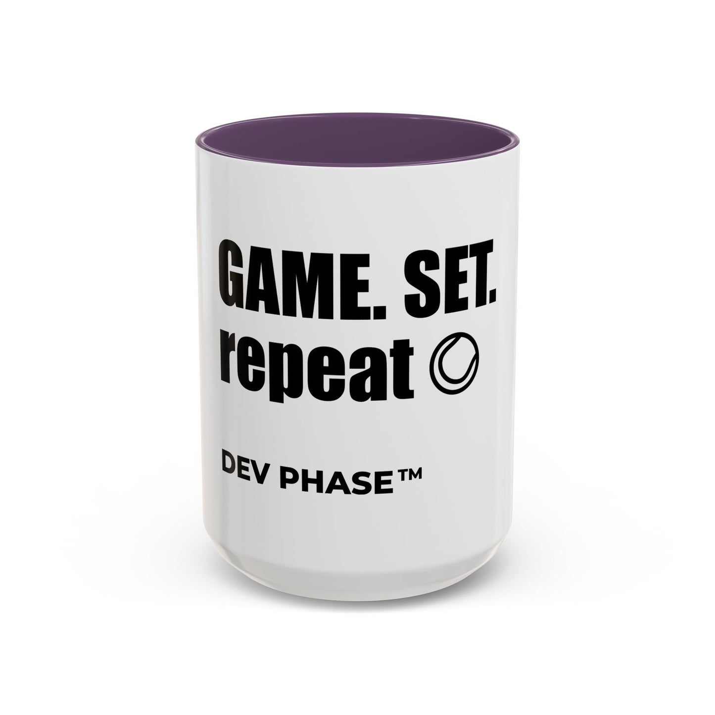 Coffee Mug - "Game. Set. Repeat." Tennis Dev Phase Accent Mug (11/15oz)