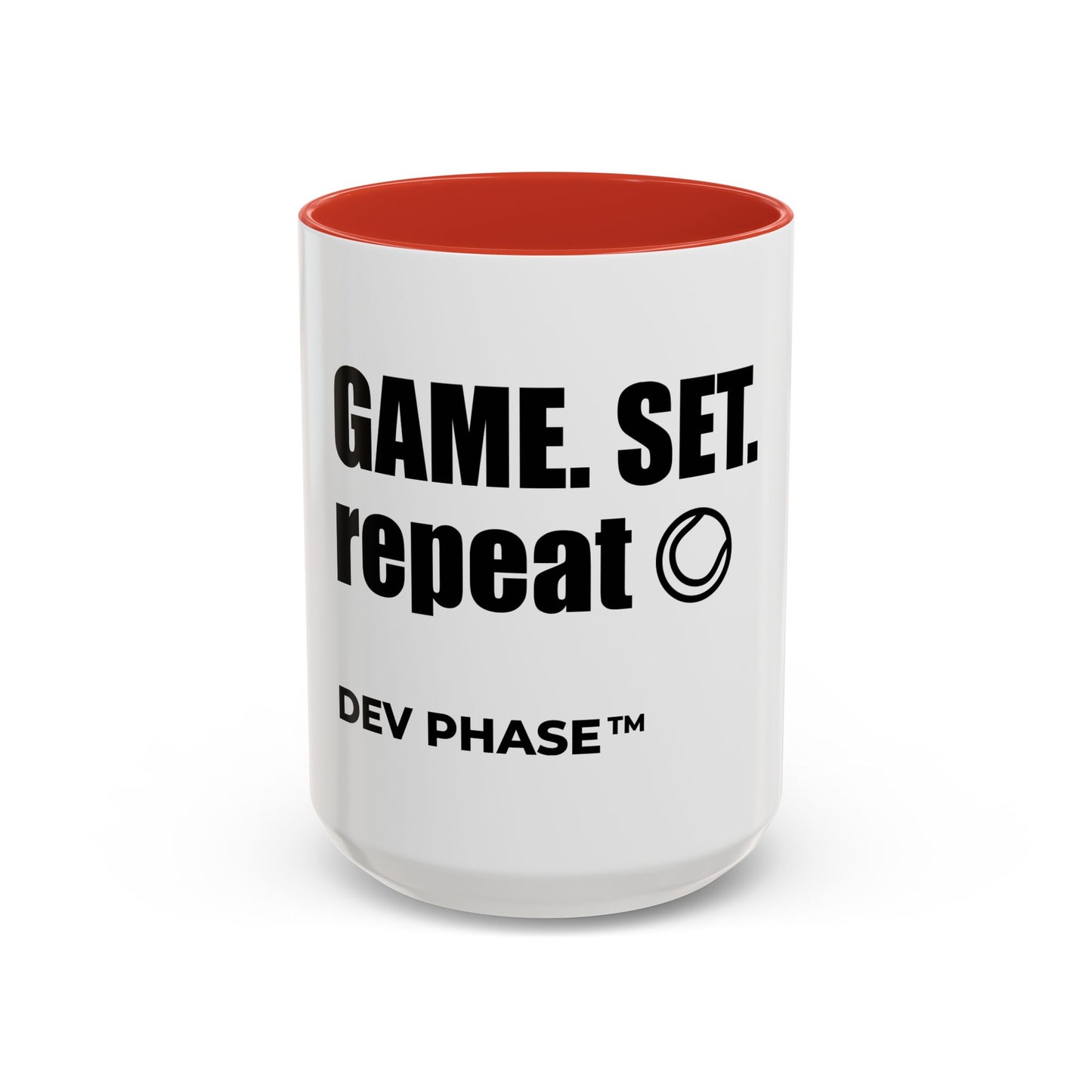Coffee Mug - "Game. Set. Repeat." Tennis Dev Phase Accent Mug (11/15oz)
