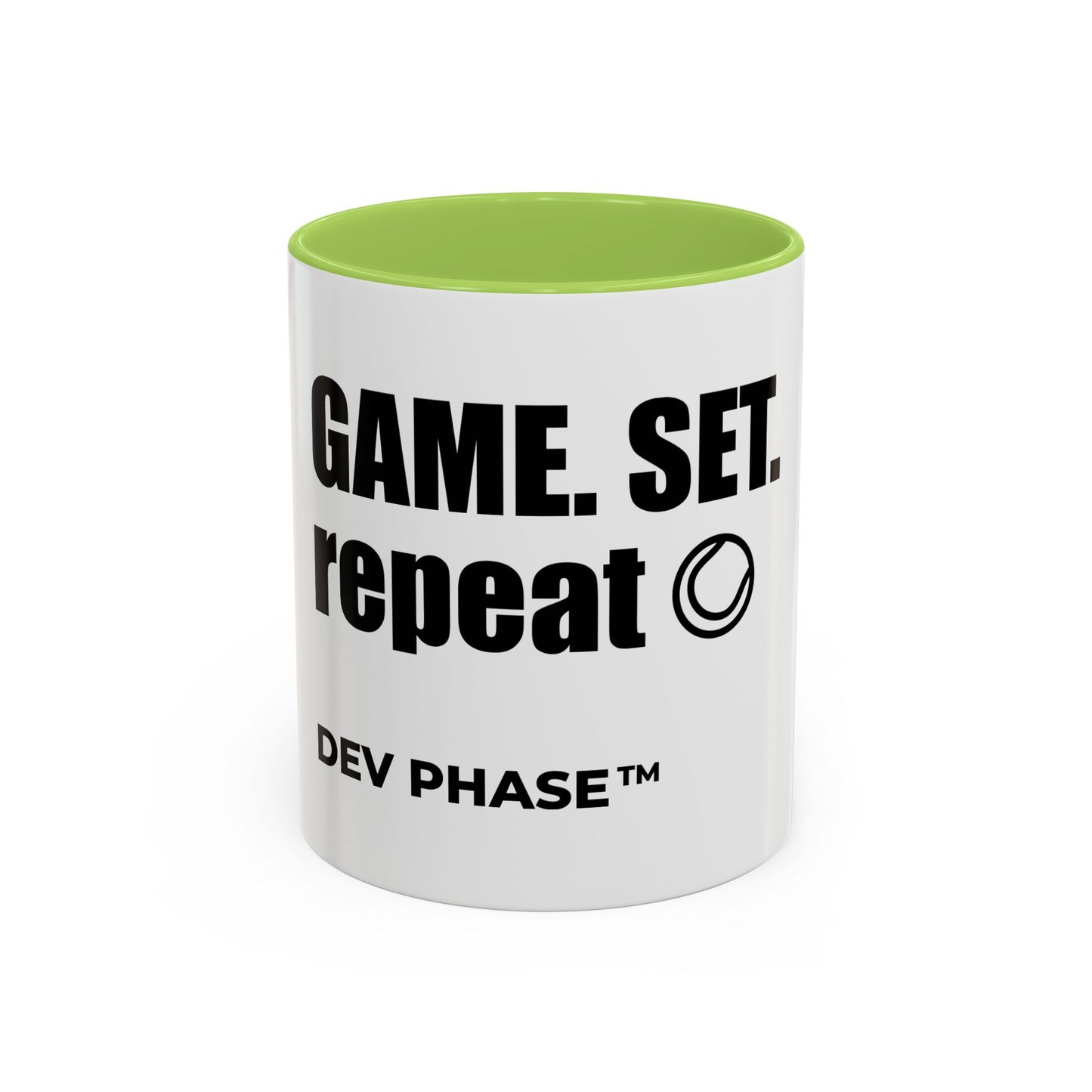 Coffee Mug - "Game. Set. Repeat." Tennis Dev Phase Accent Mug (11/15oz)