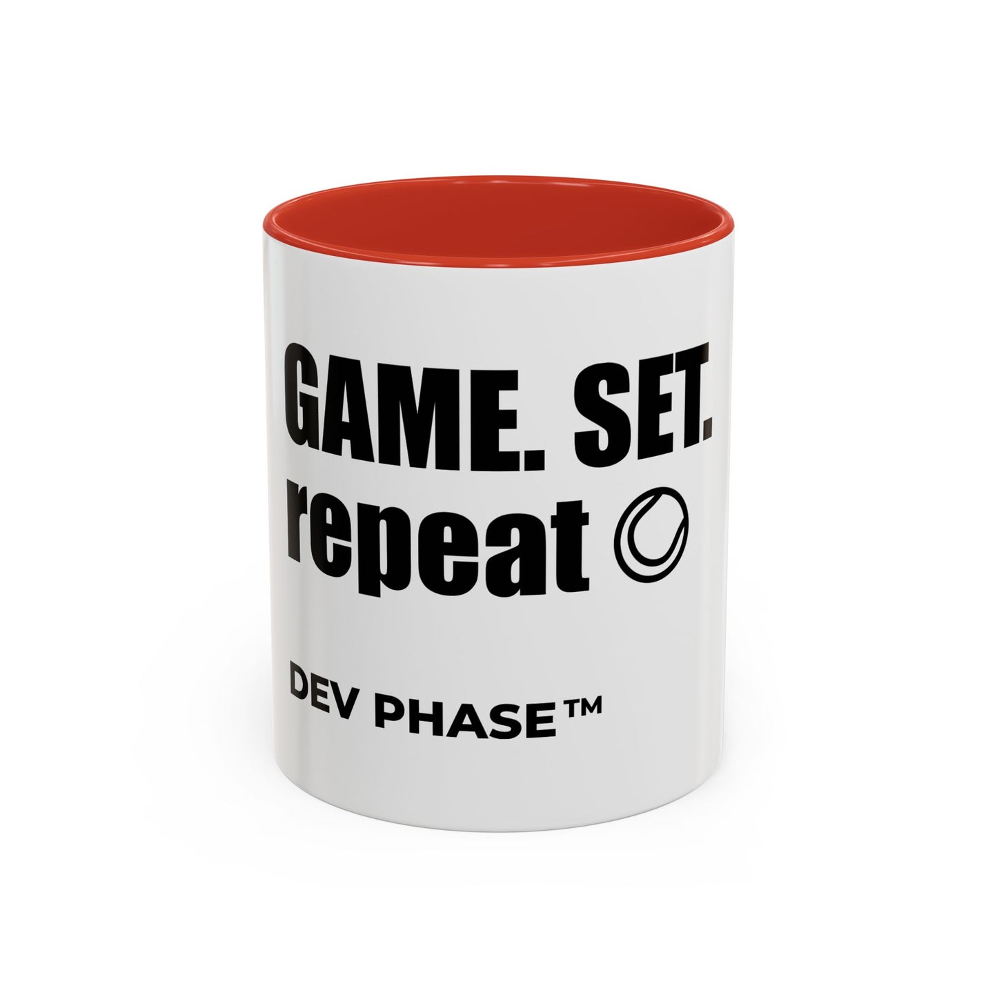 Coffee Mug - "Game. Set. Repeat." Tennis Dev Phase Accent Mug (11/15oz)