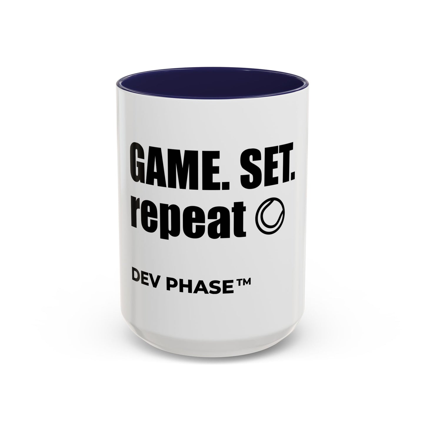 Coffee Mug - "Game. Set. Repeat." Tennis Dev Phase Accent Mug (11/15oz)