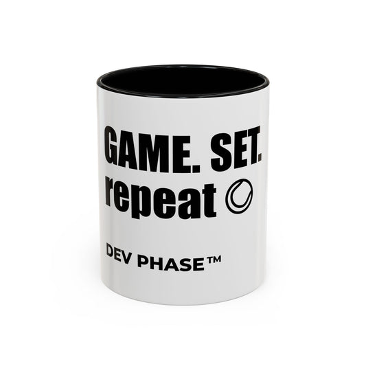 Coffee Mug - "Game. Set. Repeat." Tennis Dev Phase Accent Mug (11/15oz)