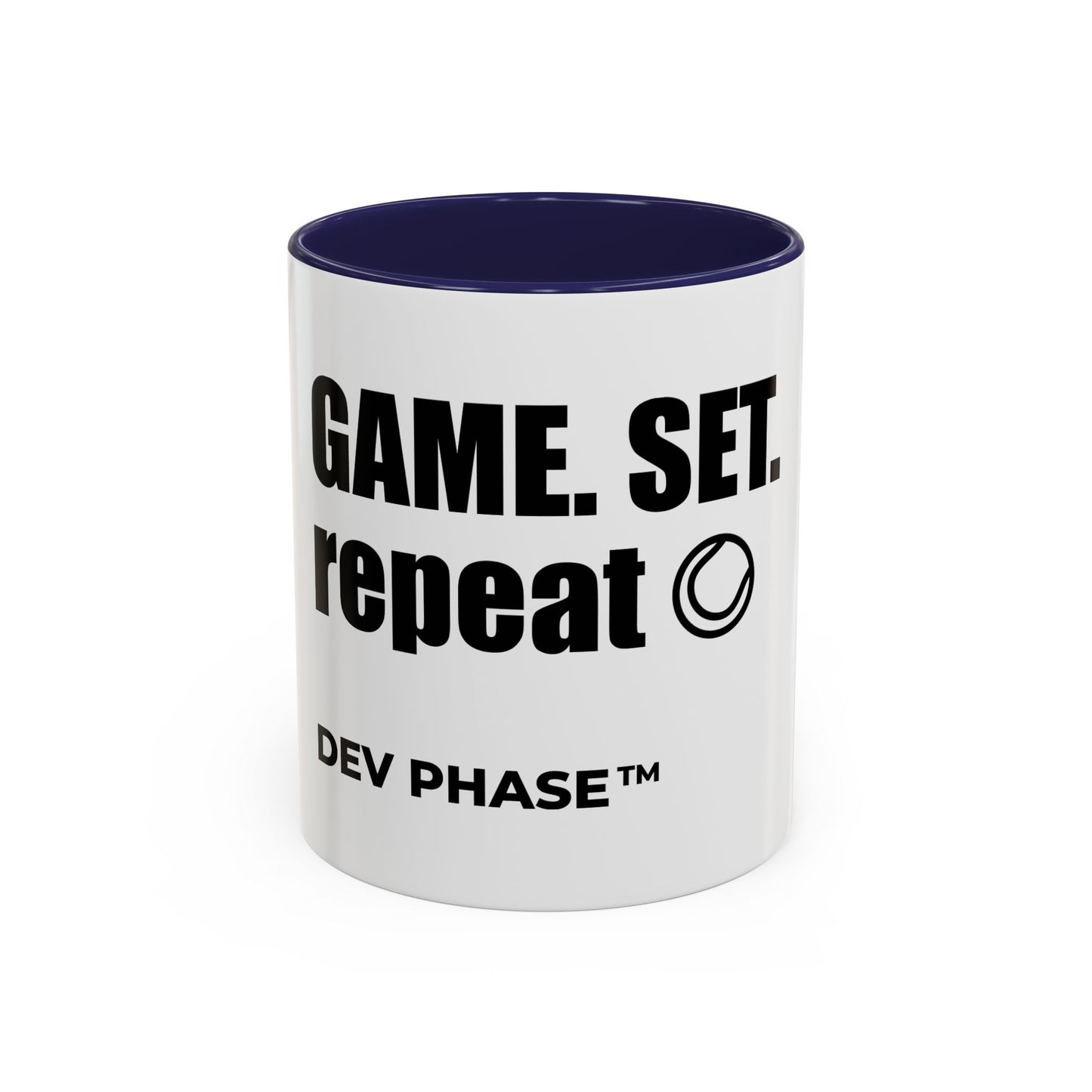 Coffee Mug - "Game. Set. Repeat." Tennis Dev Phase Accent Mug (11/15oz)